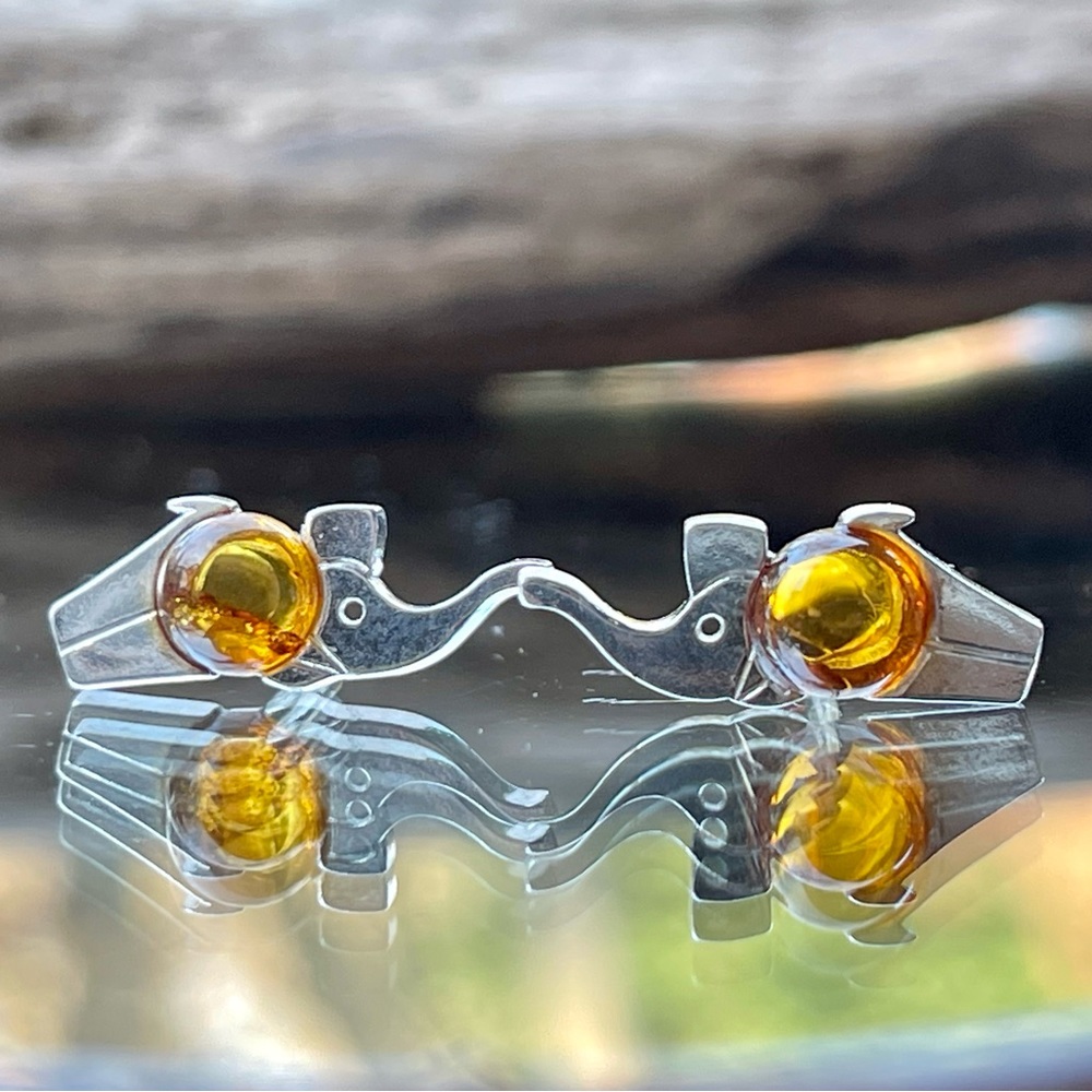 Elephants- Authentic Baltic Amber Stud Earrings - image 5